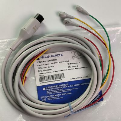 BJ-753P NIHON KOHDEN Cordão de condutividade cardíaca Cabeça redonda preta 6 pines Três botões de chumbo padrão europeu