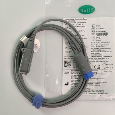 REF SHEC3 Cabo de extensão de oxigénio sanguíneo 2M Cabeça Redonda Azul Single Slot 7 Pin L 2,0 metros