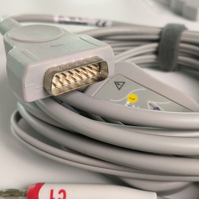 Máquina de eletrocardiograma integrada 12 fios de chumbo com 15 pinos padrão europeu IEC cabeça de banana 4.0