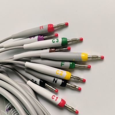 Máquina de eletrocardiograma integrada 12 fios de chumbo com 15 pinos padrão europeu IEC cabeça de banana 4.0