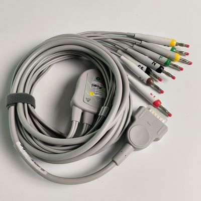 Máquina de eletrocardiograma integrada 12 fios de chumbo com 15 pinos padrão europeu IEC cabeça de banana 4.0