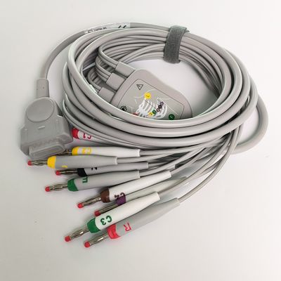 Máquina de eletrocardiograma integrada 12 fios de chumbo com 15 pinos padrão europeu IEC cabeça de banana 4.0