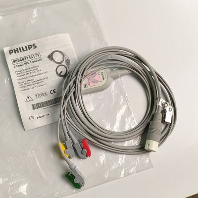 PHILIP Original 3 Lead IEC Leadset. vermelho, verde, amarelo, 2.6 M Machine End Round 12 Agulhas PN:989803143171
