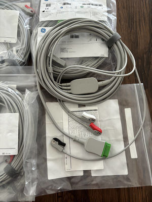 GE Leadwire And Trunk Cable REF: 5831398 ECG 3 LEAD CABLE UNDETACHABLE GRABBER AHA 4.7M 15FT