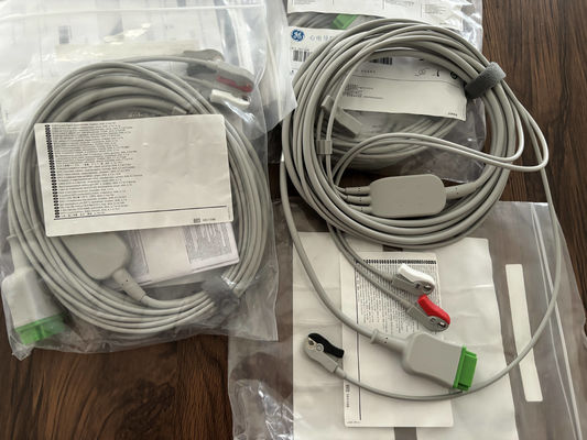GE Leadwire And Trunk Cable REF: 5831398 ECG 3 LEAD CABLE UNDETACHABLE GRABBER AHA 4.7M 15FT