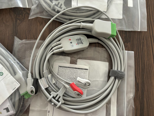 GE Leadwire And Trunk Cable REF: 5831398 ECG 3 LEAD CABLE UNDETACHABLE GRABBER AHA 4.7M 15FT