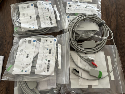 GE Leadwire And Trunk Cable REF: 5831398 ECG 3 LEAD CABLE UNDETACHABLE GRABBER AHA 4.7M 15FT