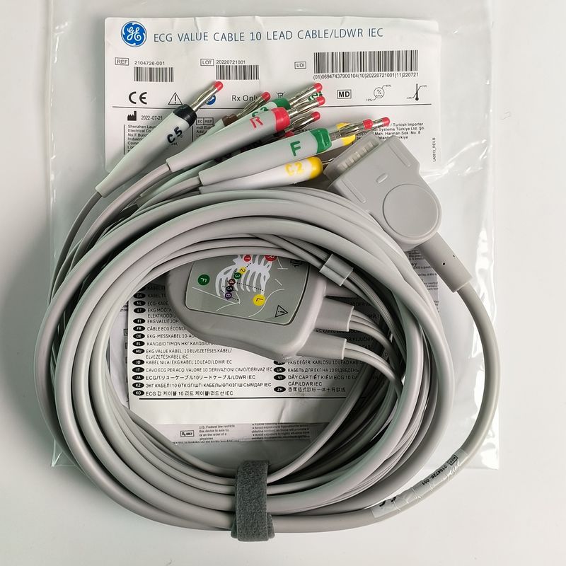 Máquina de eletrocardiograma integrada 12 fios de chumbo com 15 pinos padrão europeu IEC cabeça de banana 4.0