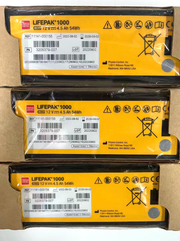 REF:1141-000156 Baterias de equipamento médico Medtronic LIFEPAK 1000 Bateria de desfibrilador 12V 4.5Ah 54Wh