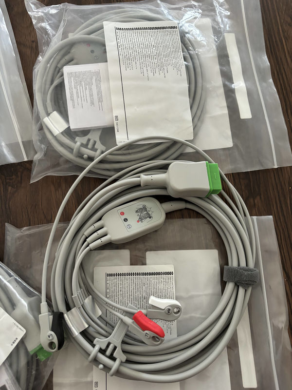 GE Leadwire And Trunk Cable REF: 5831398 ECG 3 LEAD CABLE UNDETACHABLE GRABBER AHA 4.7M 15FT